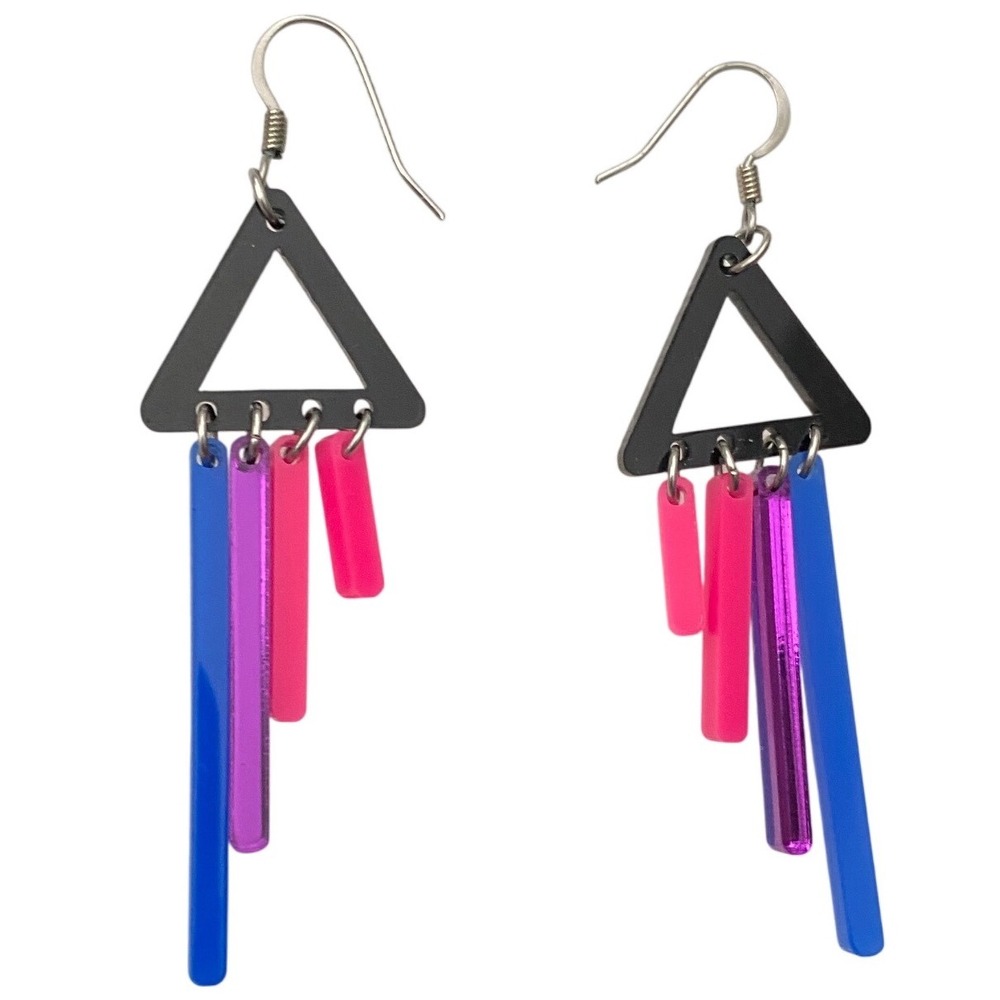 🌈 Bi-Furious Statement Earrings by Maine + Mara - Short Dangles - Bisexual Pride